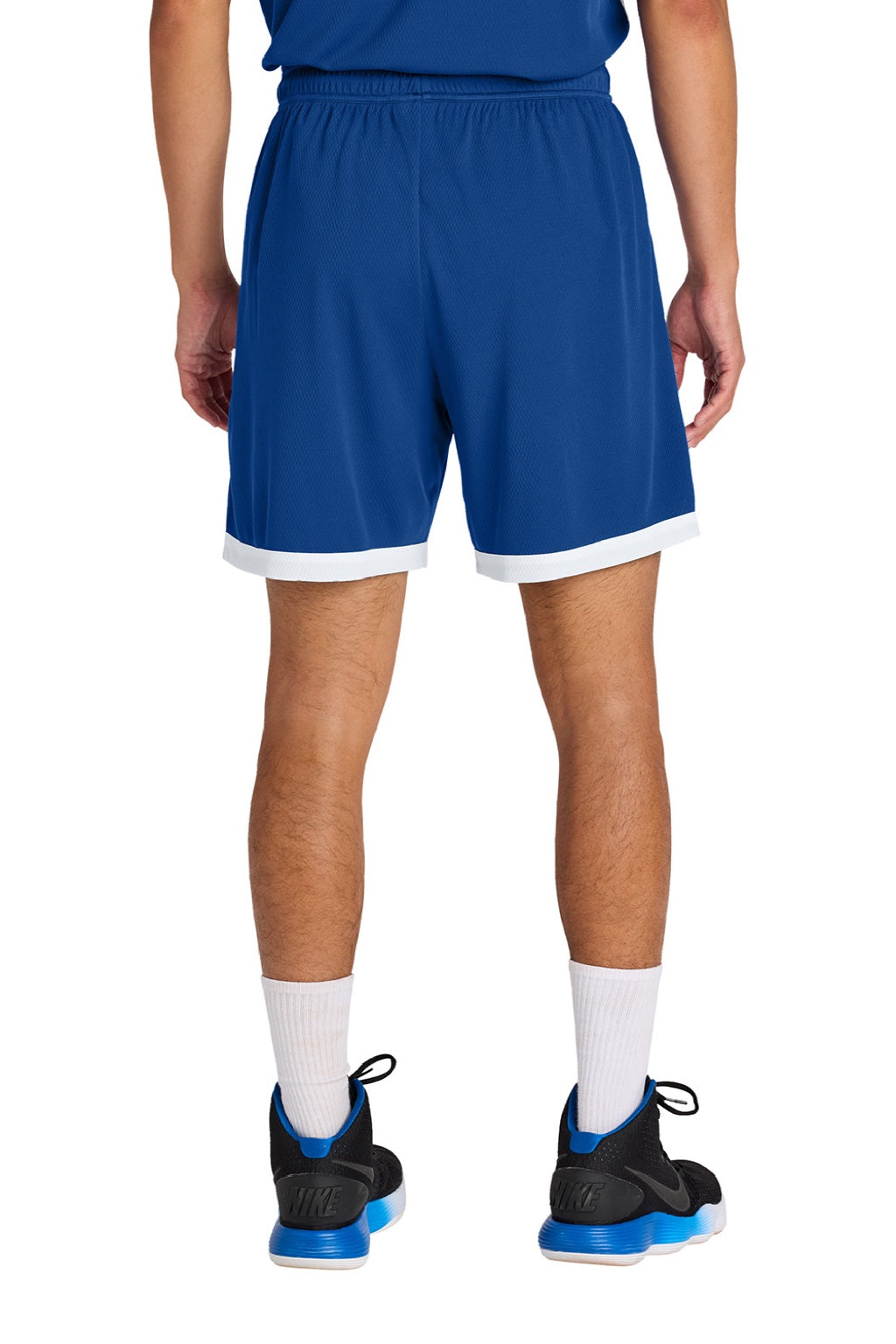 Sport-Tek ST901 Mens Rival Moisture Wicking Basketball Shorts True Royal Blue/White Model Back