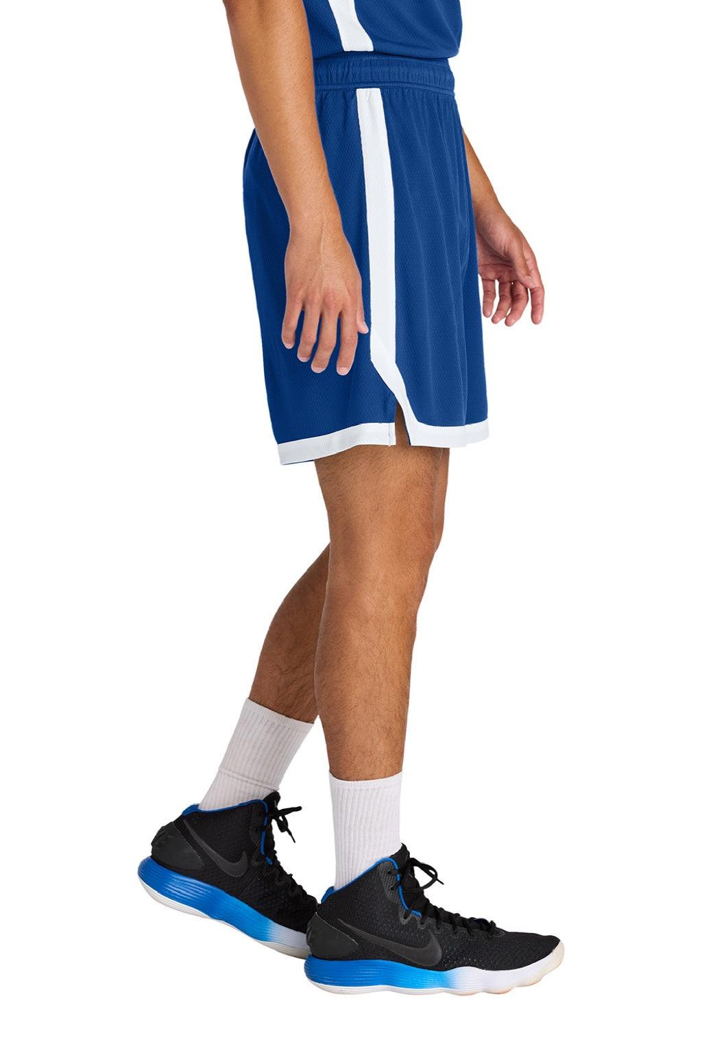 Sport-Tek ST901 Mens Rival Moisture Wicking Basketball Shorts True Royal Blue/White Model Side