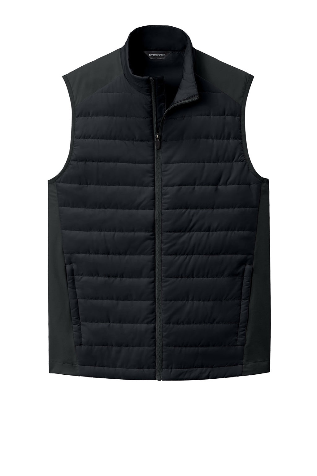 Sport-Tek ST941 Mens Teknical Hybrid Full Zip Vest Black Flat Front