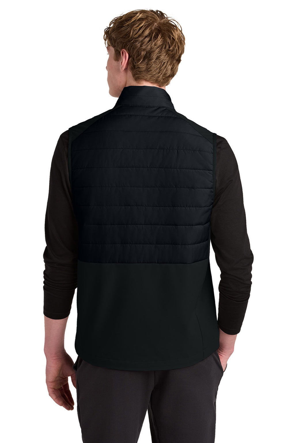 Sport-Tek ST941 Mens Teknical Hybrid Full Zip Vest Black Model Back