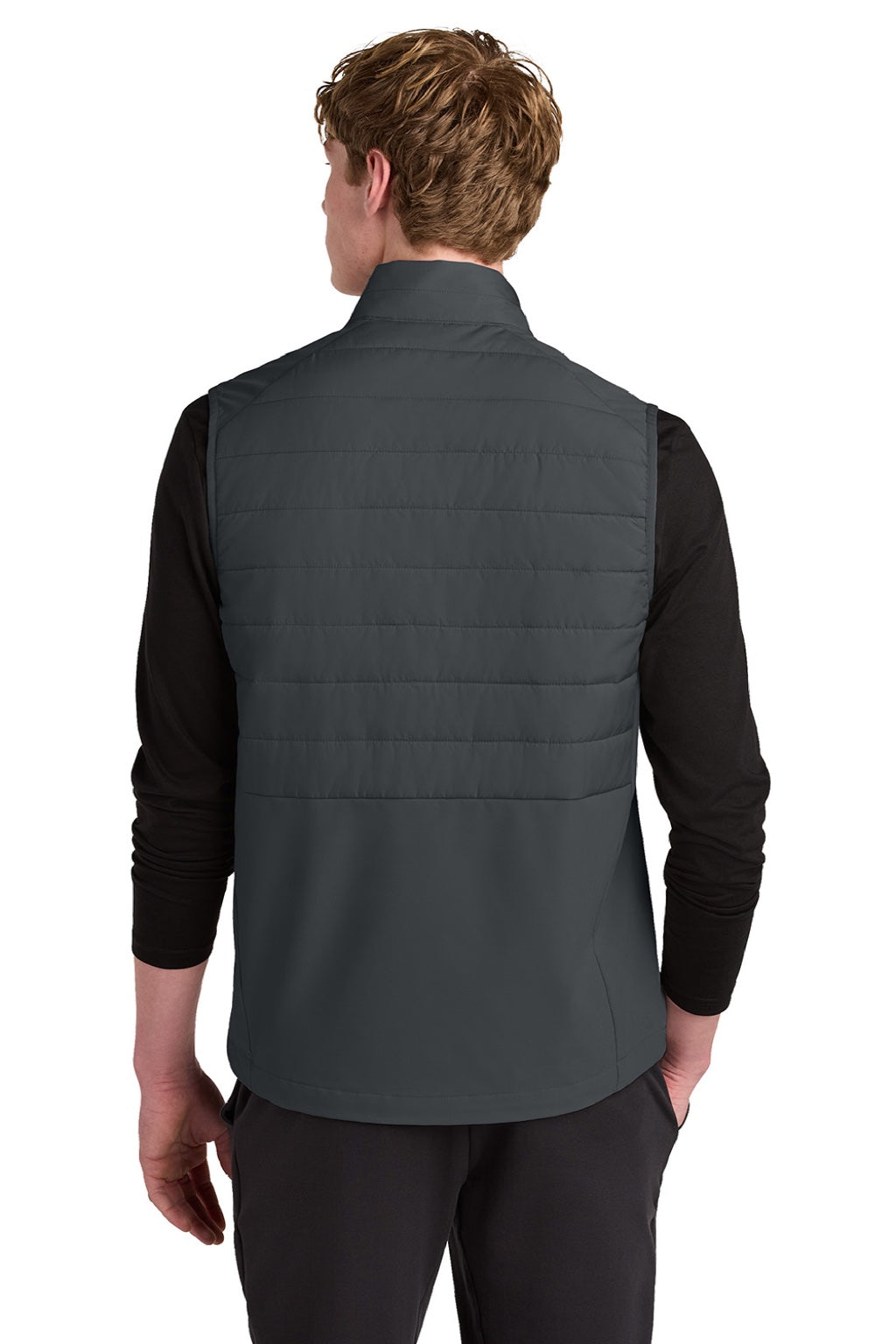 Sport-Tek ST941 Mens Teknical Hybrid Full Zip Vest Iron Grey Model Back