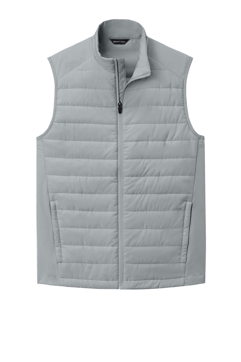 Sport-Tek ST941 Mens Teknical Hybrid Full Zip Vest Silver Grey Flat Front