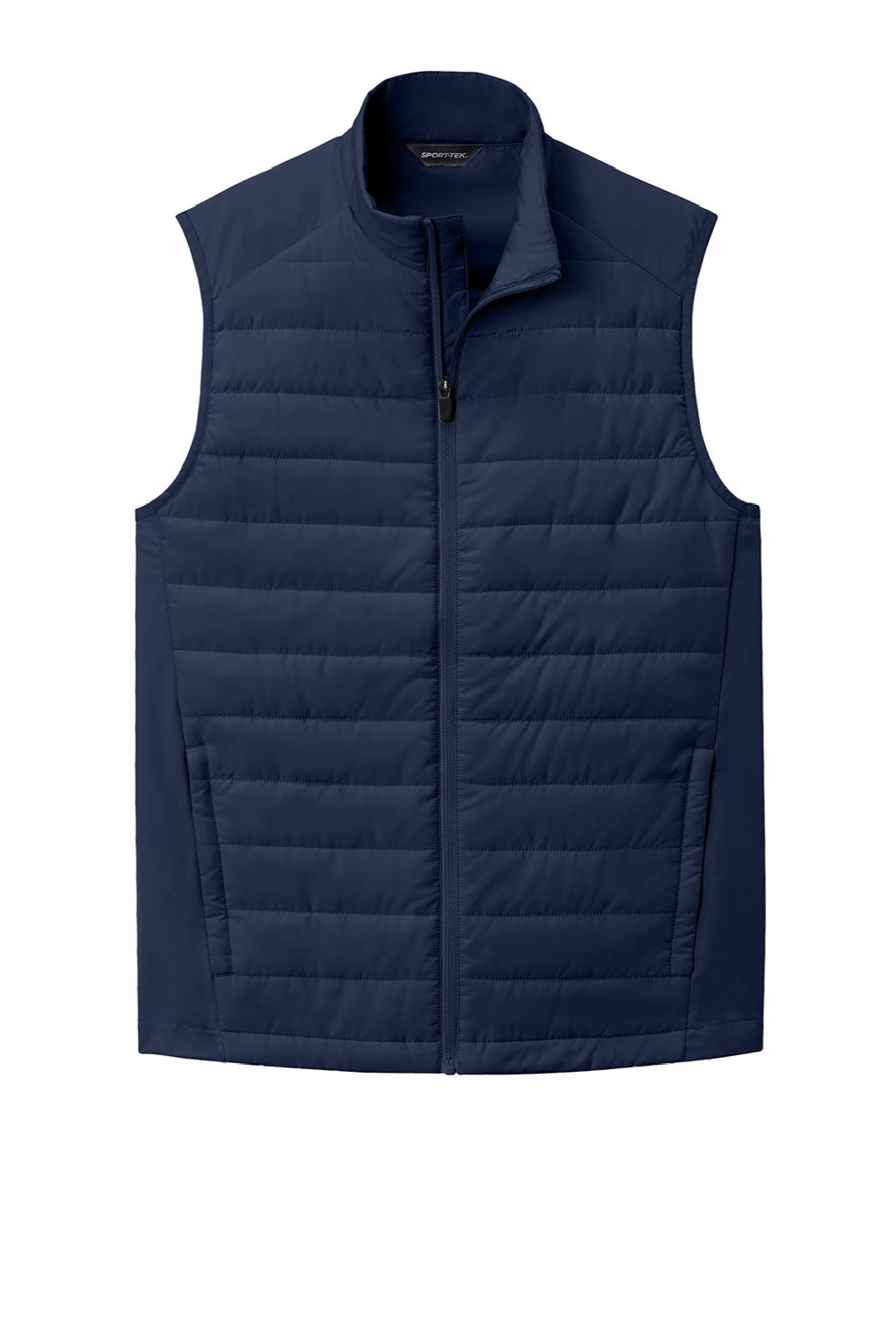 Sport-Tek ST941 Mens Teknical Hybrid Full Zip Vest True Navy Blue Flat Front