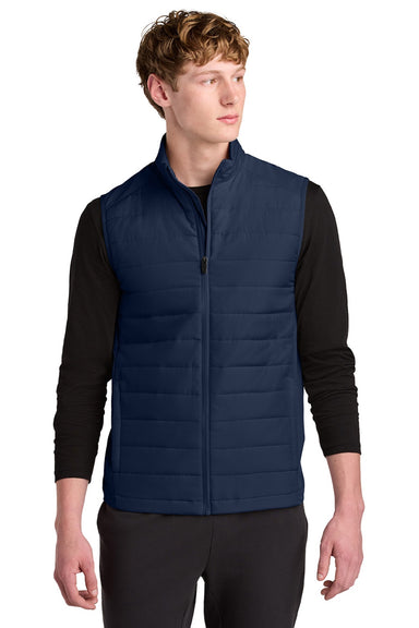 Sport-Tek ST941 Mens Teknical Hybrid Full Zip Vest True Navy Blue Model Front