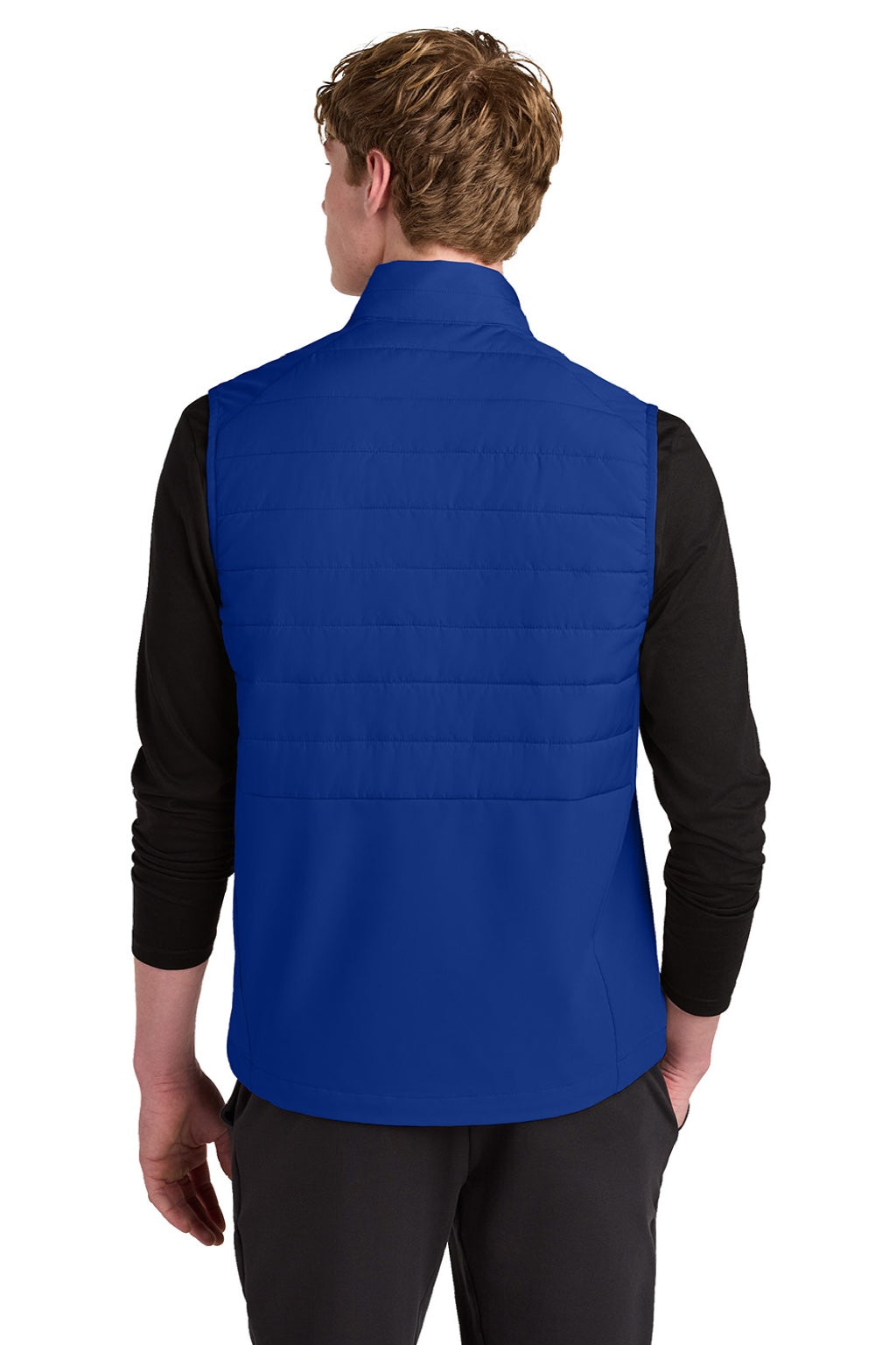 Sport-Tek ST941 Mens Teknical Hybrid Full Zip Vest True Royal Blue Model Back