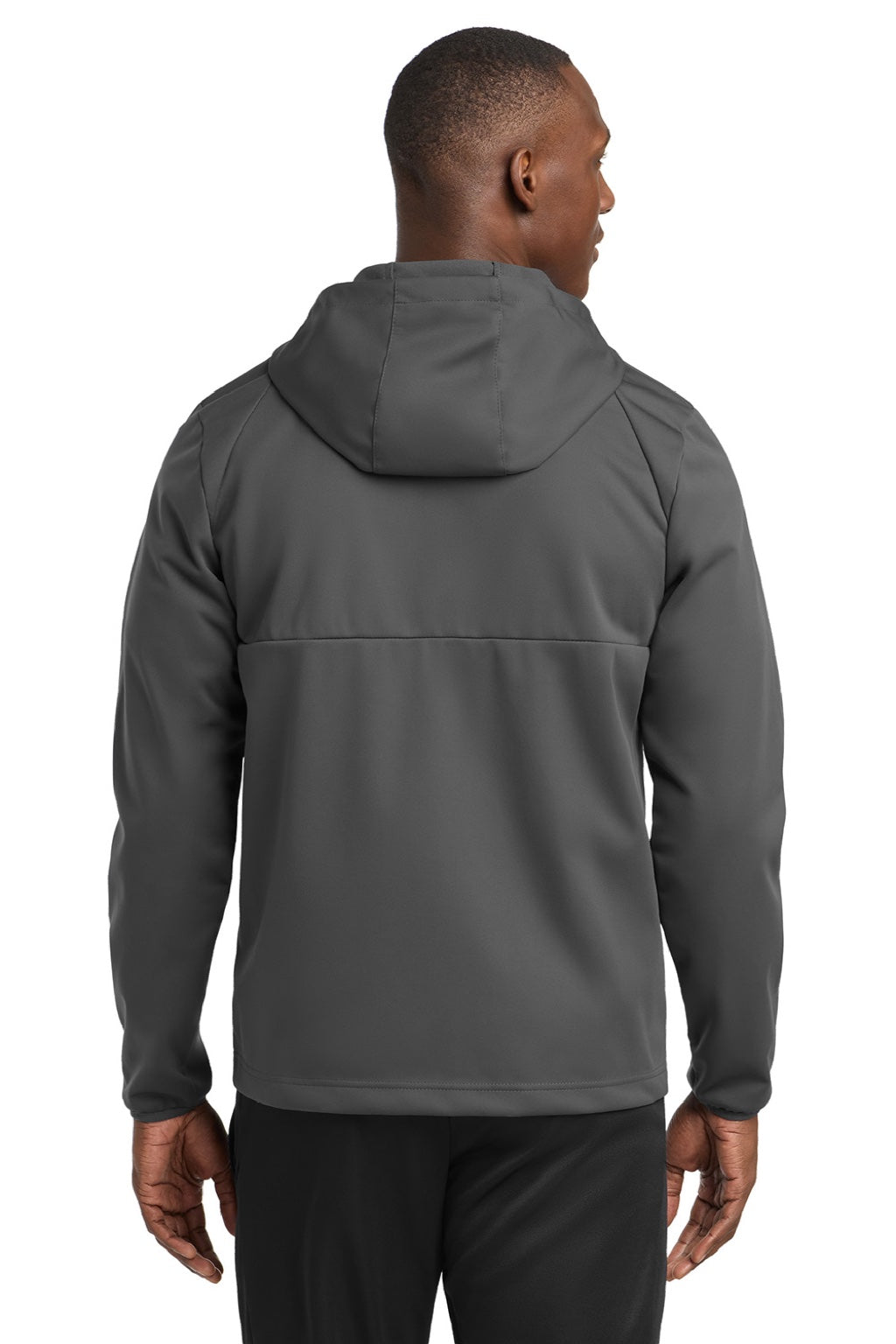 Sport-Tek ST980 Mens Wind & Water Resistant Full Zip Hooded Soft Shell Jacket Graphite Grey Model Back