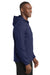 Sport-Tek ST980 Mens Wind & Water Resistant Full Zip Hooded Soft Shell Jacket True Navy Blue Model Side