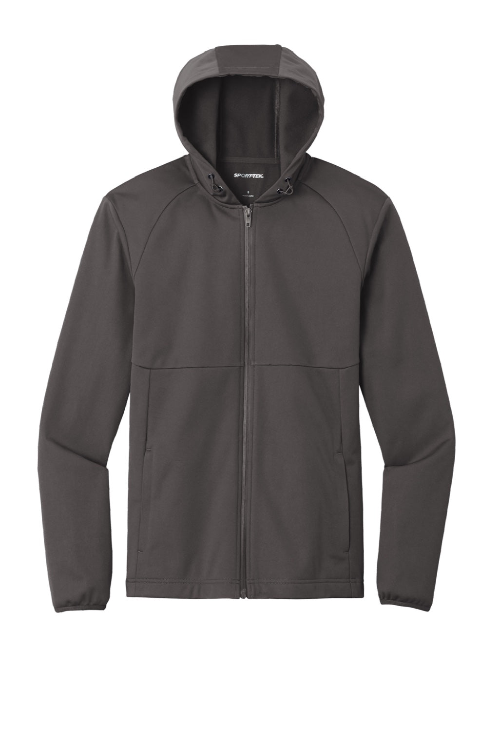 Sport-Tek ST980 Mens Wind & Water Resistant Full Zip Hooded Soft Shell Jacket Graphite Grey Flat Front