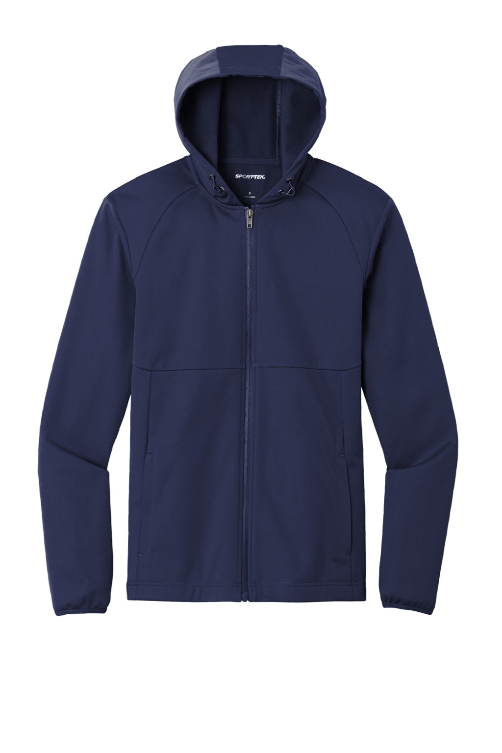 Sport-Tek ST980 Mens Wind & Water Resistant Full Zip Hooded Soft Shell Jacket True Navy Blue Flat Front