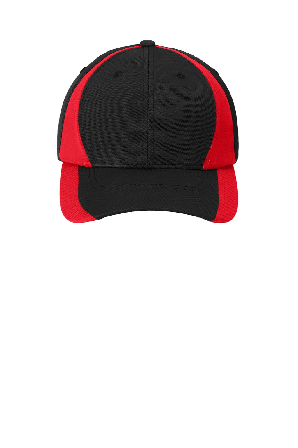 Sport-Tek Hats STC11 Mens Dry Zone Moisture Wicking Adjustable Hat Black/True Red Flat Front