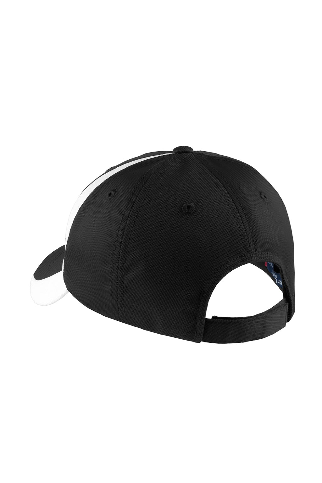 Sport-Tek Hats STC11 Mens Dry Zone Moisture Wicking Adjustable Hat Black/White Flat Back