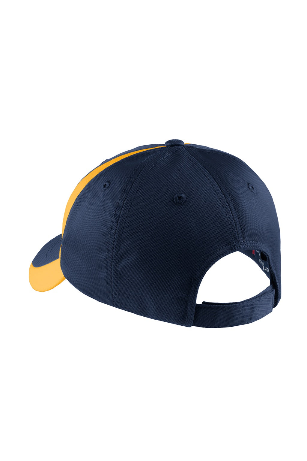 Sport-Tek Hats STC11 Mens Dry Zone Moisture Wicking Adjustable Hat True Navy Blue/Gold Flat Back
