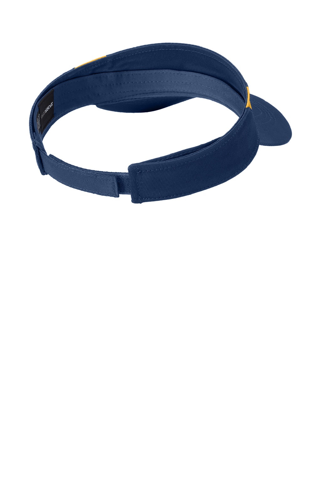 Sport-Tek Hats STC13 Mens Dry Zone Moisture Wicking Colorblock Adjustable Visor True Navy Blue/Gold Flat Back