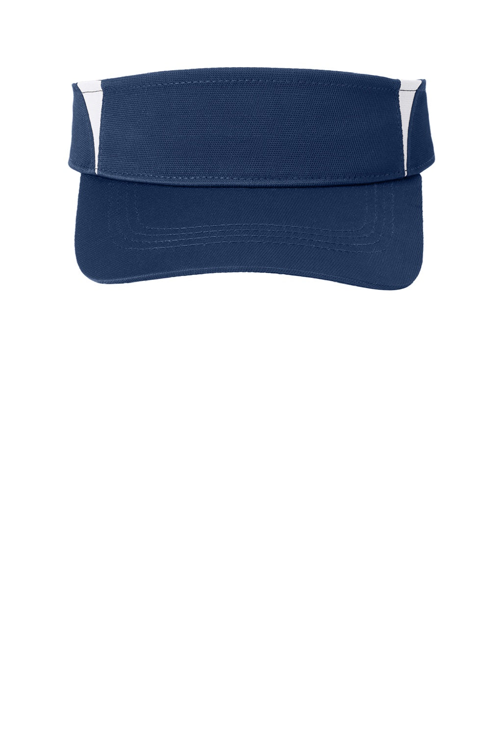 Sport-Tek Hats STC13 Mens Dry Zone Moisture Wicking Colorblock Adjustable Visor True Navy Blue/White Flat Front