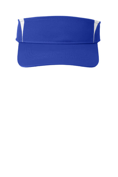 Sport-Tek Hats STC13 Mens Dry Zone Moisture Wicking Colorblock Adjustable Visor True Royal Blue/White Flat Front