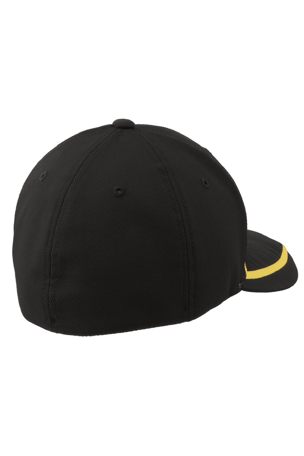 Sport-Tek Hats STC16 Mens Moisture Wicking Stretch Fit Hat Black/Gold Flat Back