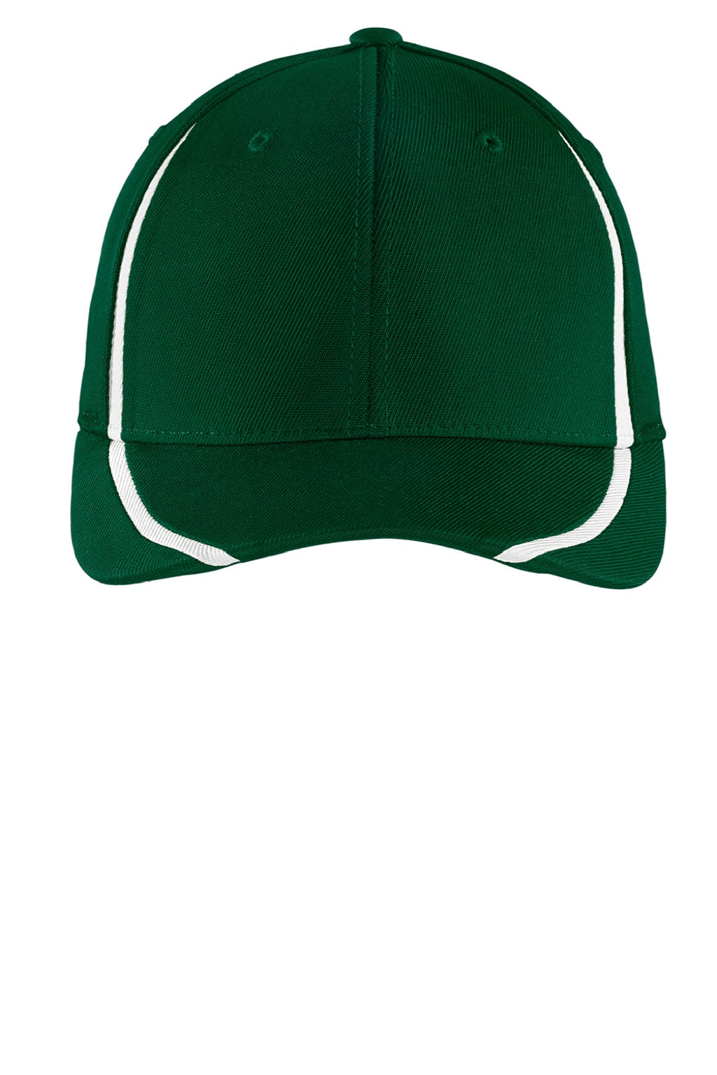 Sport-Tek Hats STC16 Moisture Wicking Stretch Fit Hat Forest Green/White Flat Front
