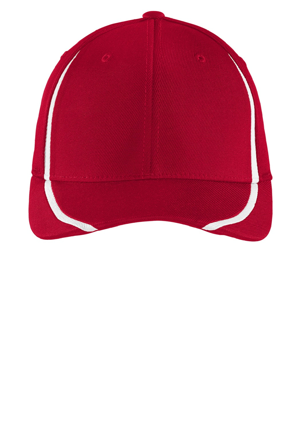 Sport-Tek Hats STC16 Moisture Wicking Stretch Fit Hat True Red/White Flat Front