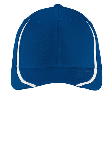 Sport-Tek Hats STC16 Moisture Wicking Stretch Fit Hat True Royal Blue/White Flat Front