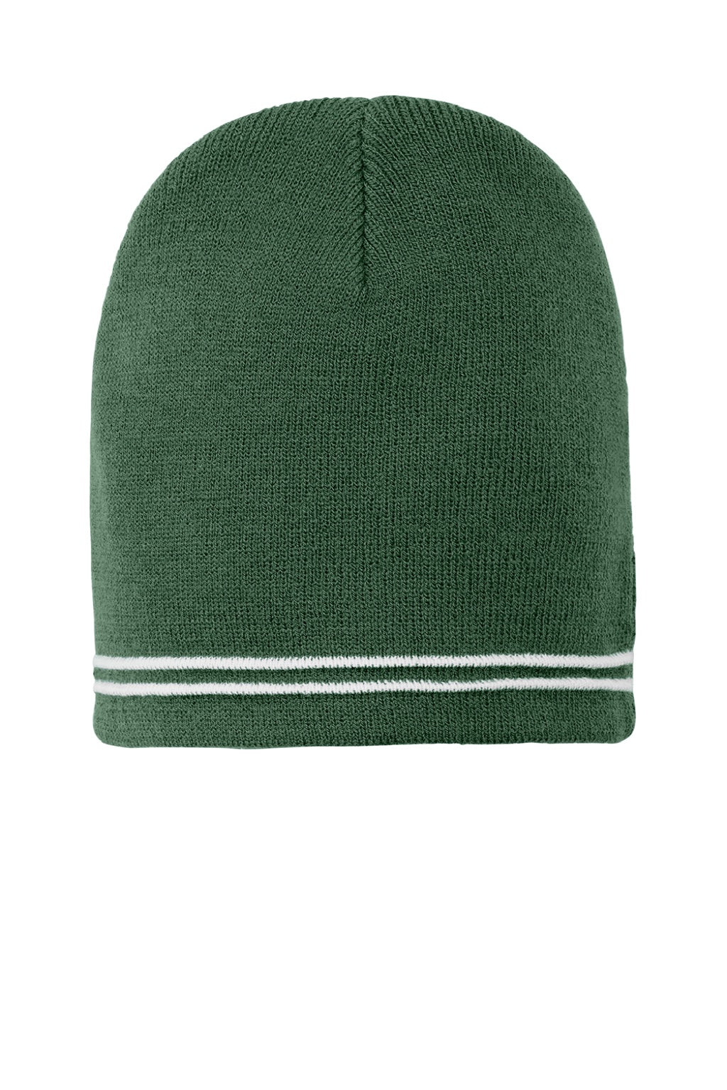 Sport-Tek Hats STC20 Spectator Beanie Forest Green/White Flat Front