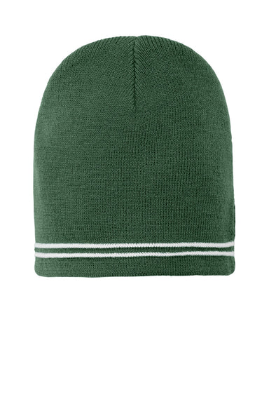 Sport-Tek Hats STC20 Spectator Beanie Forest Green/White Flat Front