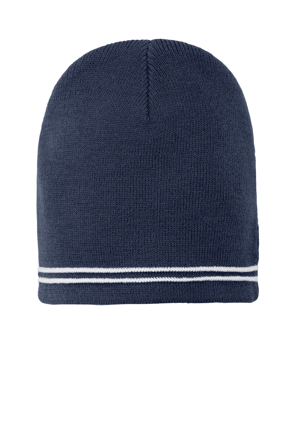 Sport-Tek Hats STC20 Spectator Beanie True Navy Blue/White Flat Front