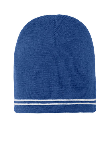 Sport-Tek Hats STC20 Spectator Beanie True Royal Blue/White Flat Front