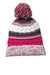 Sport-Tek Hats STC21 Pom Pom Team Beanie Raspberry Pink/Iron Grey/White Flat Front