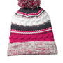 Sport-Tek Hats Unisex Pom Pom Team Beanie - Raspberry Pink/Iron Grey/White