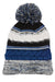 Sport-Tek Hats STC21 Pom Pom Team Beanie True Royal Blue/Black/White Flat Front