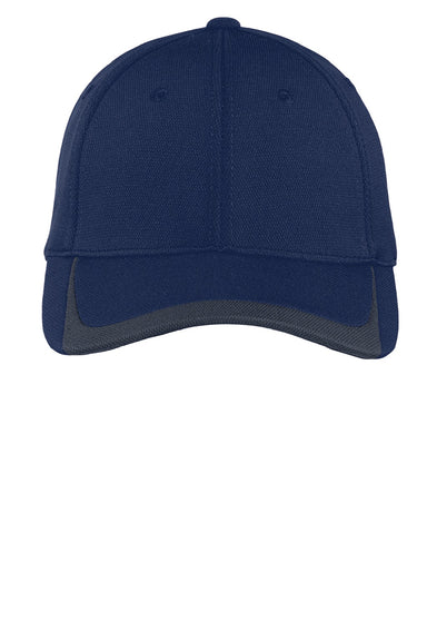 Sport-Tek Hats STC24 Mens Moisture Wicking Adjustable Hat True Navy Blue/Graphite Grey Flat Front