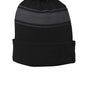 Sport-Tek Hats Unisex Stripe Pom Pom Beanie - Black/Iron Grey