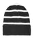 Sport-Tek Hats STC31 Striped Beanie Black/White Flat Front