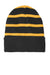 Sport-Tek Hats STC31 Striped Beanie Black/Gold Flat Front