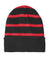 Sport-Tek Hats STC31 Striped Beanie Black/True Red Flat Front