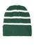Sport-Tek Hats STC31 Striped Beanie Forest Green/White Flat Front