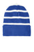Sport-Tek Hats STC31 Striped Beanie True Royal Blue/White Flat Front
