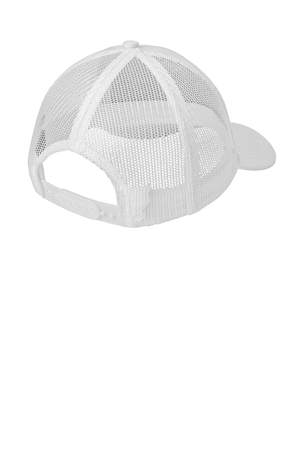 Sport-Tek Hats STC36 Mens Adjustable Trucker Hat White Flat Back