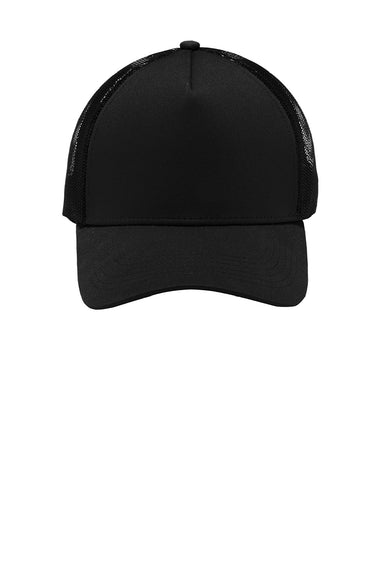 Sport-Tek Hats STC36 Mens Adjustable Trucker Hat Black Flat Front