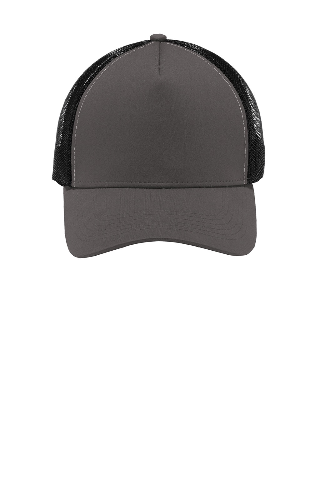 Sport-Tek Hats STC36 Mens Adjustable Trucker Hat Iron Grey/Black Flat Front