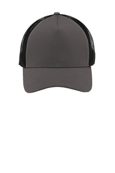 Sport-Tek Hats STC36 Mens Adjustable Trucker Hat Iron Grey/Black Flat Front