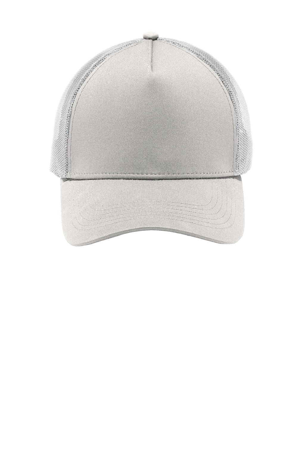 Sport-Tek Hats STC36 Mens Adjustable Trucker Hat Silver Grey/White Flat Front