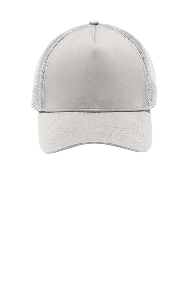 Sport-Tek Hats STC36 Mens Adjustable Trucker Hat Silver Grey/White Flat Front