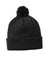 Sport-Tek Hats STC37 Solid Pom Pom Beanie Black Flat Front