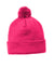 Sport-Tek Hats STC37 Solid Pom Pom Beanie Raspberry Pink Flat Front