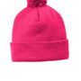 Sport-Tek Hats Unisex Solid Pom Pom Beanie - Raspberry Pink