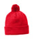 Sport-Tek Hats STC37 Solid Pom Pom Beanie True Red Flat Front