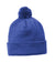 Sport-Tek Hats STC37 Solid Pom Pom Beanie True Royal Blue Flat Front