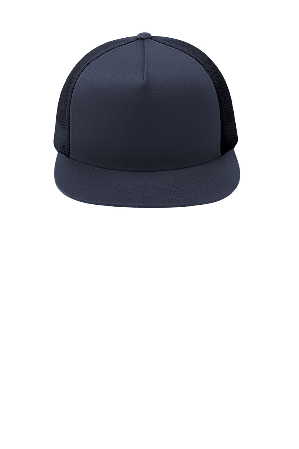 Sport-Tek Hats STC38 Mens Adjustable Trucker Hat True Navy Blue Flat Front