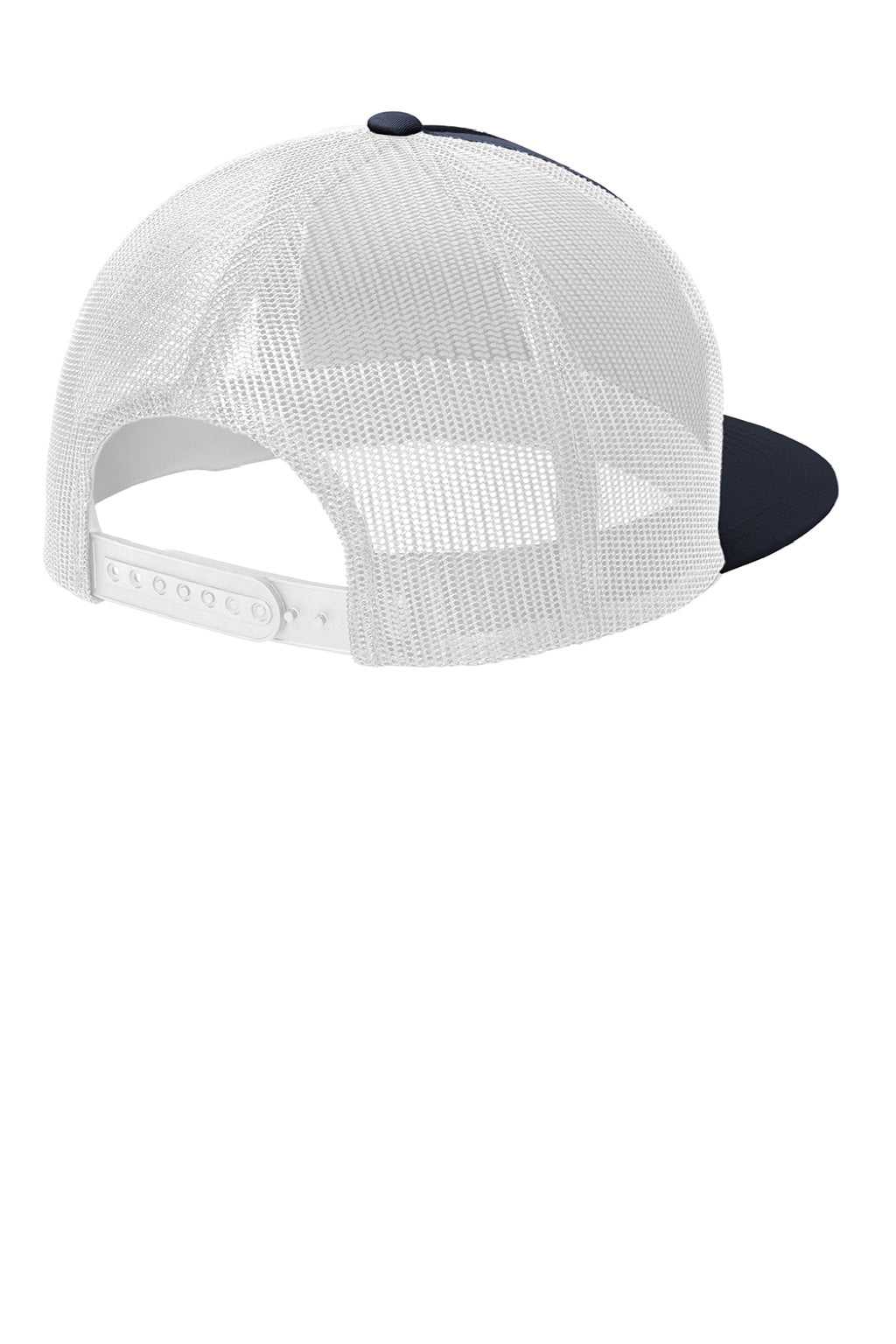 Sport-Tek Hats STC38 Mens Adjustable Trucker Hat True Navy Blue/White Flat Back